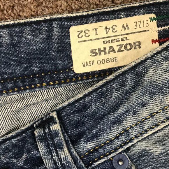 Diesel Shazor 34 x 32 100% cotton boot cut jeans button fly Italy - Picture 5 of 11